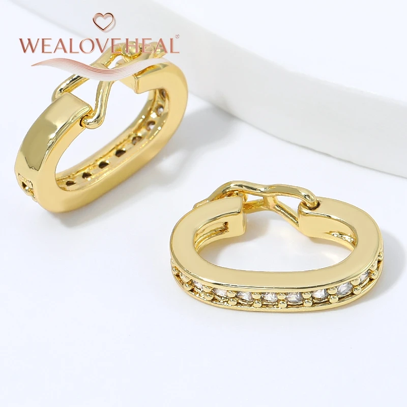 Luxuriöser Micro-Pavé-Zirkon Ovaler Universalverschluss, 18K Vergoldeter Messing-Mechanischer Verschluss für DIY Halsketten- und Armband-Schmuckzubehör – Detail 18