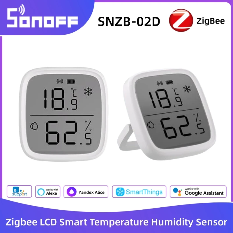 

SONOFF SNZB-02D Zigbee умный датчик температуры и влажности ЖК-экран умный дом работает с Alexa Google Home Assistant