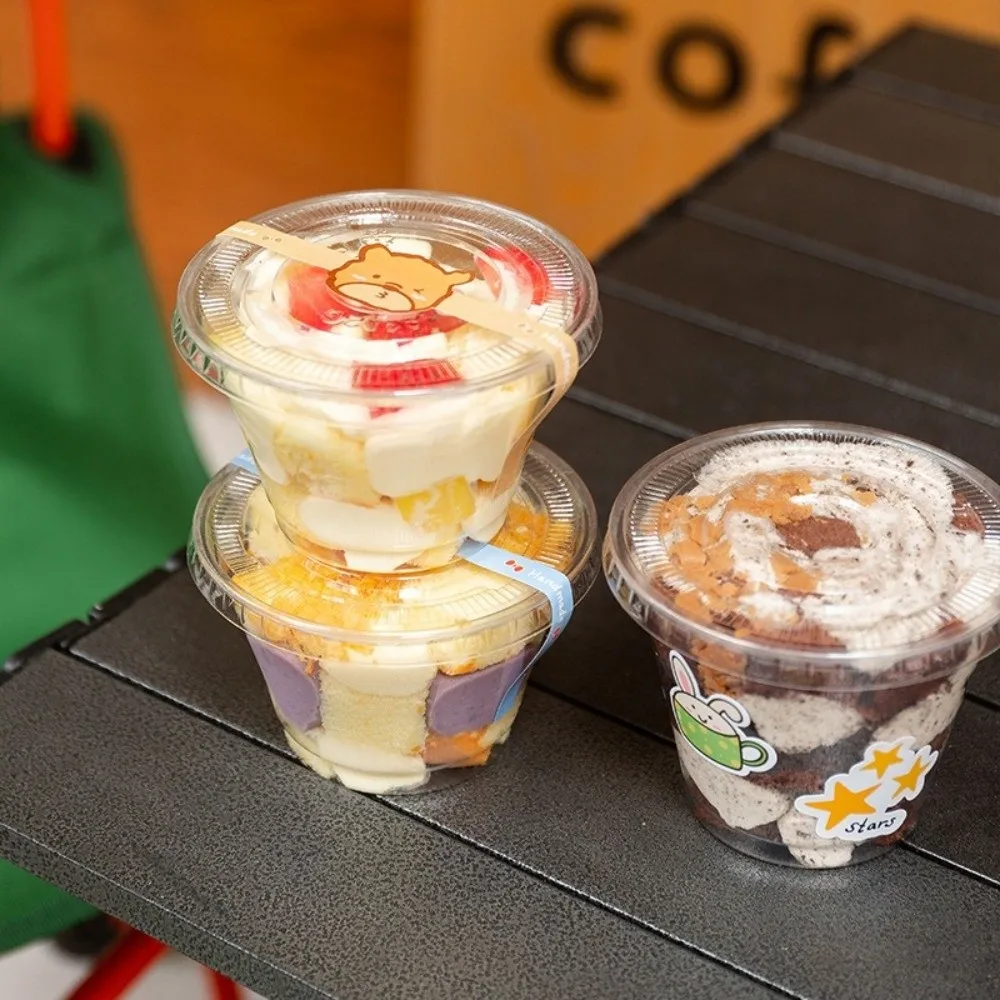 10Pcs/set Portable Plastic Yogurt Parfait Cups 180/250ml Clear Pudding Cups with Lids and Spoons Storage Can Kitchen Accessories