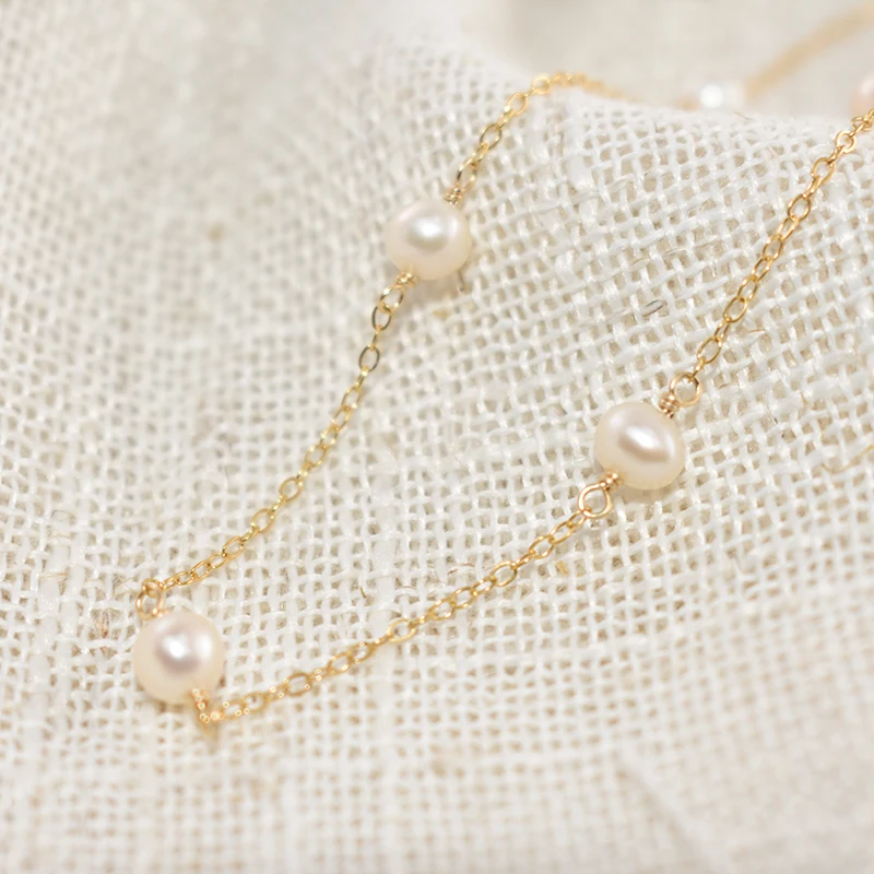 Naturalny naszyjnik z pereł 14K wypełniony złotem 925 srebrny naszyjnik Choker ręcznie robione wisiorki Collier Femme Kolye Collares biżuteria Boho — zdjęcie 6