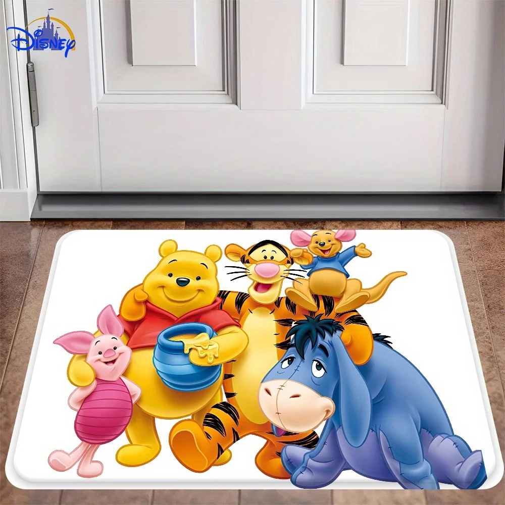 Disney'S Winnie The Pooh Minimalist Stylish Doormat, Living Room Coffee Table Carpet, Durable Protective Mat, 2D Flat Design,