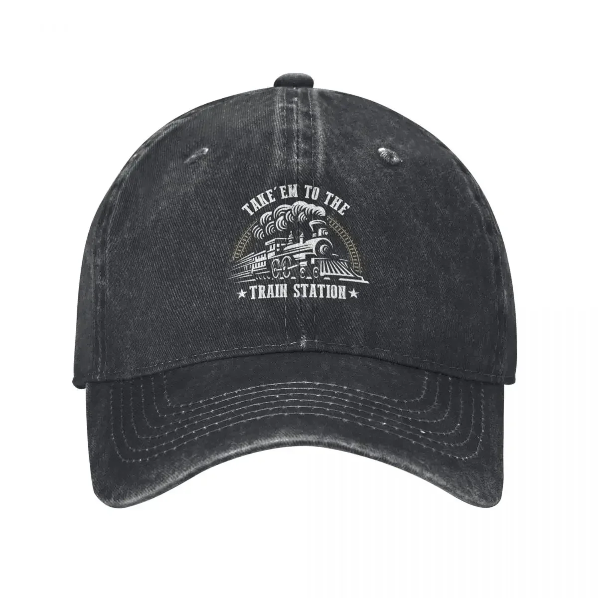Gorra de béisbol divertida con la frase 'Take Em To The Train Station', gorra de golf de talla grande para hombre, gorra snapback moderna, ropa de golf para mujer, para hombre