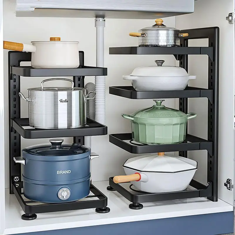 

Stainl Steel Kitchen Storage Ra Pot Holder Multi-layer Home Cabinet Internal Partition Sink Area Utensil Storage elf