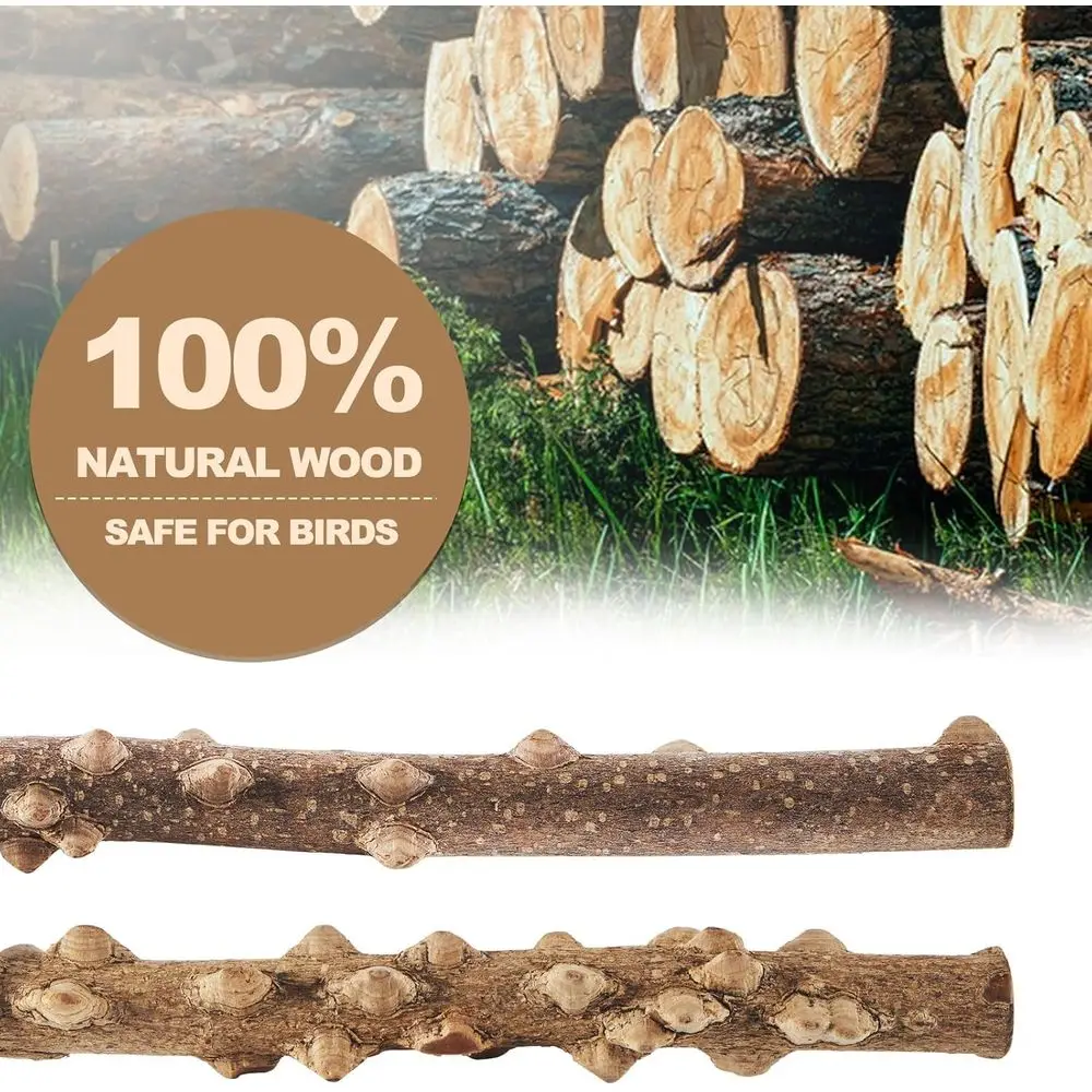 6-Piece Bird Perch Set - Natural Wood Grape Sticks, Paw Grinding, Bird Stand & Toys for Parakeets, Cockatiels, Conures, Budgies view 6
