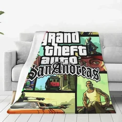 Fleece Grand Theft Auto San Andreas Throw Blanket Warm Flannel GTA Video Game Blankets for Bedroom Car Sofa Bedspreads