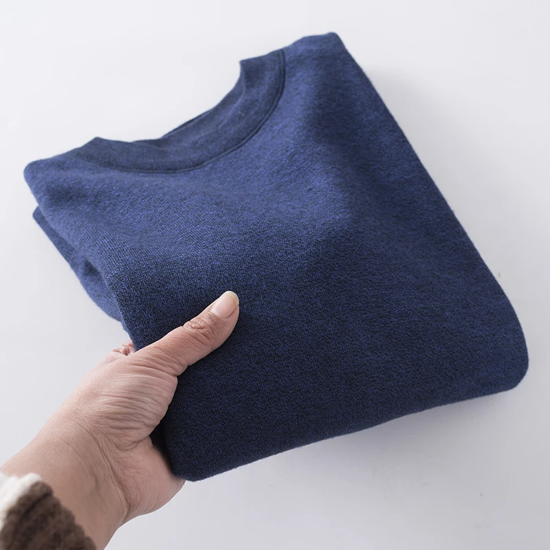 

Thiened Color round Ne Long Sve Knitted Sweater Men's Spring Autumn Japanese Sle Outerwear Casual Basic Fit