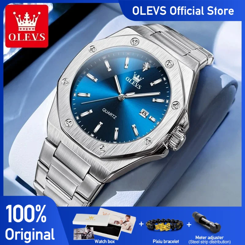 OLEVS 3613 Watches For Men  Multifunctional Chronograph Wristwatch Original Waterproof Luminous  Quartz Automatic Watch Reloj