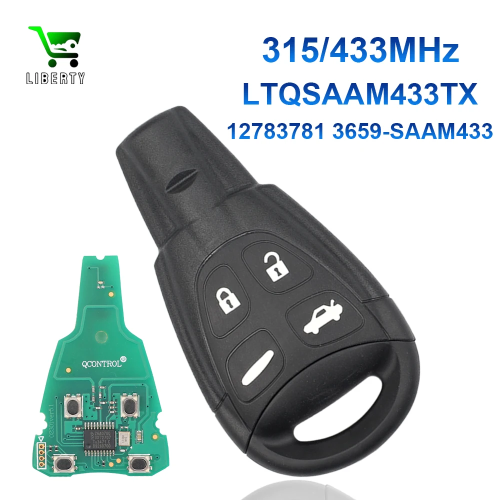 

Liberty 315/433 МГц LTQSAAM433TX 12783781 3659-SAAM433 Автомобильный дистанционный брелок ID46 для SAAB 9-3 9-5 2003-2010, автомобильный ключ-транспондер