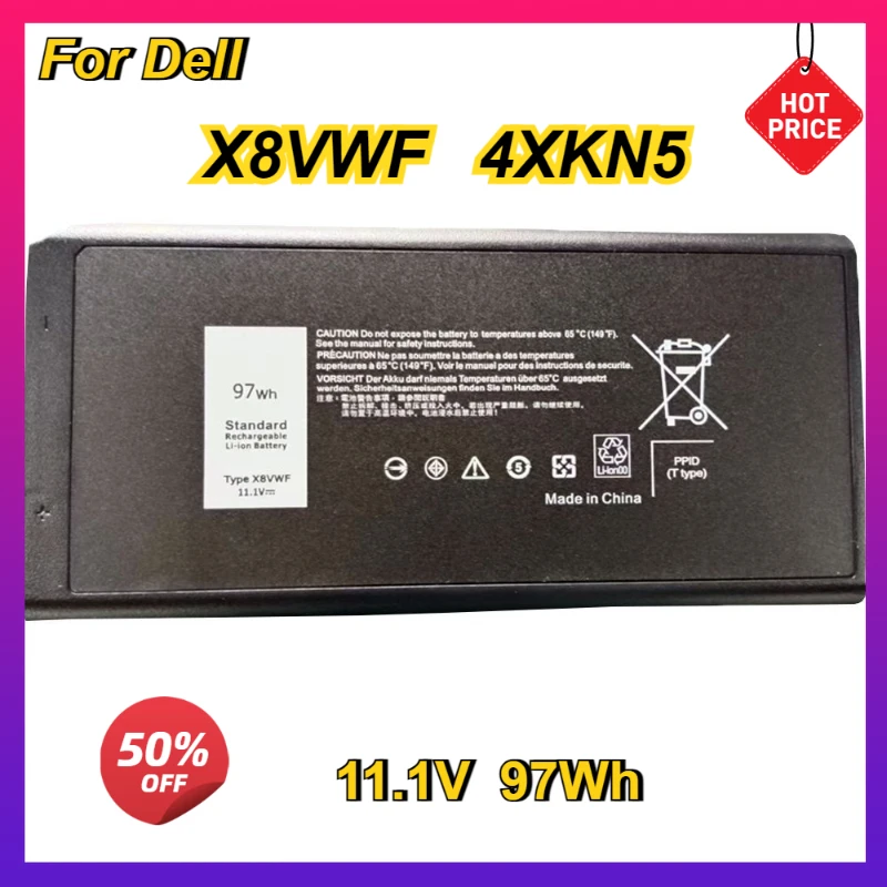 X8VWF 4XKN5 5XT3V Laptop Battery for DELL CJ2K1 09FN4 DKNKD Latitude 14 7404 E5404 E7404 11.1V 97Wh Bateria Notebook