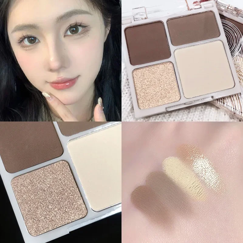 4-in-1 highlight & contour palette,portable matte brightening & flashing,highlighting eyeshadow & nose shadows,music festival