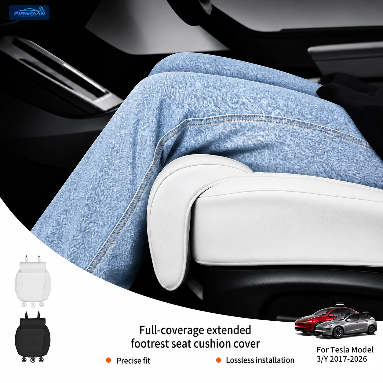 For Tesla Model 3 2017-2026 Model Y 2020+ Leg Support Extension Seat Cover Memory Foam Extender Cushion Interior Accessories