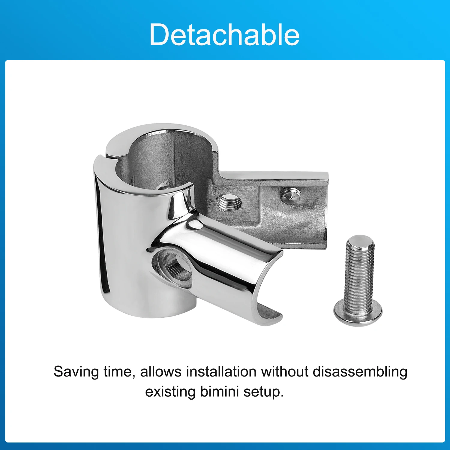 Marine Boat Hand Rail Detachable Tee for 7/8 inch (22 MM) Tubing, Heavy Duty 90 Degree 316 Ss Hinged Handrail Tee Fitting