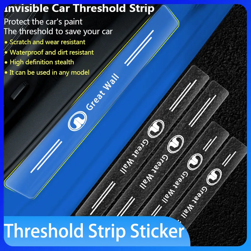 

4pcs Carbon Fiber Car Sticker Auto Door Threshold Scratch Waterproof For Great Wall Hover H5 H3 Safe M4 Wingle 5 Deer