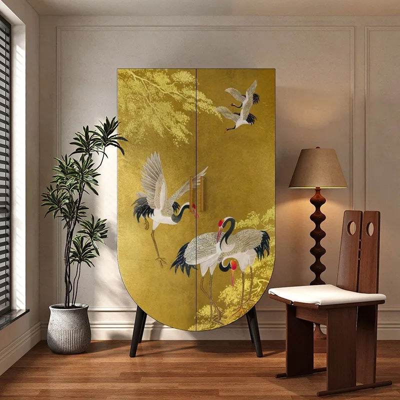 Wardrobe Cloakroom Storage Hanging Clothes Cabinet Free Installation Solid Wood Painted Storage Cabinet