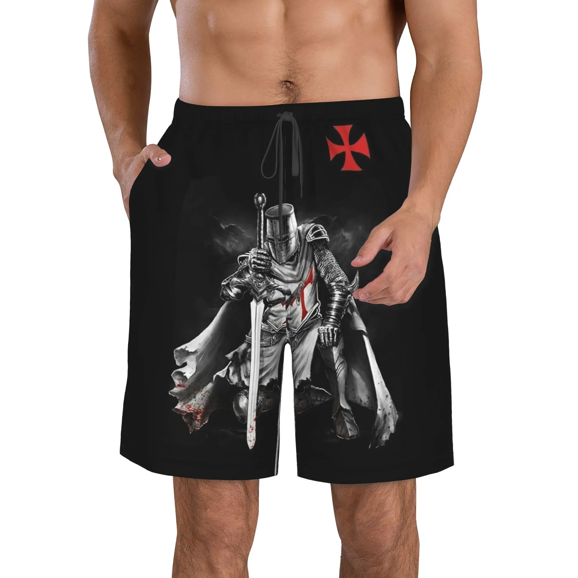Knights Templar Trunks Beach Board Shorts Casual Quick Dry Swimming Summer Men Pants