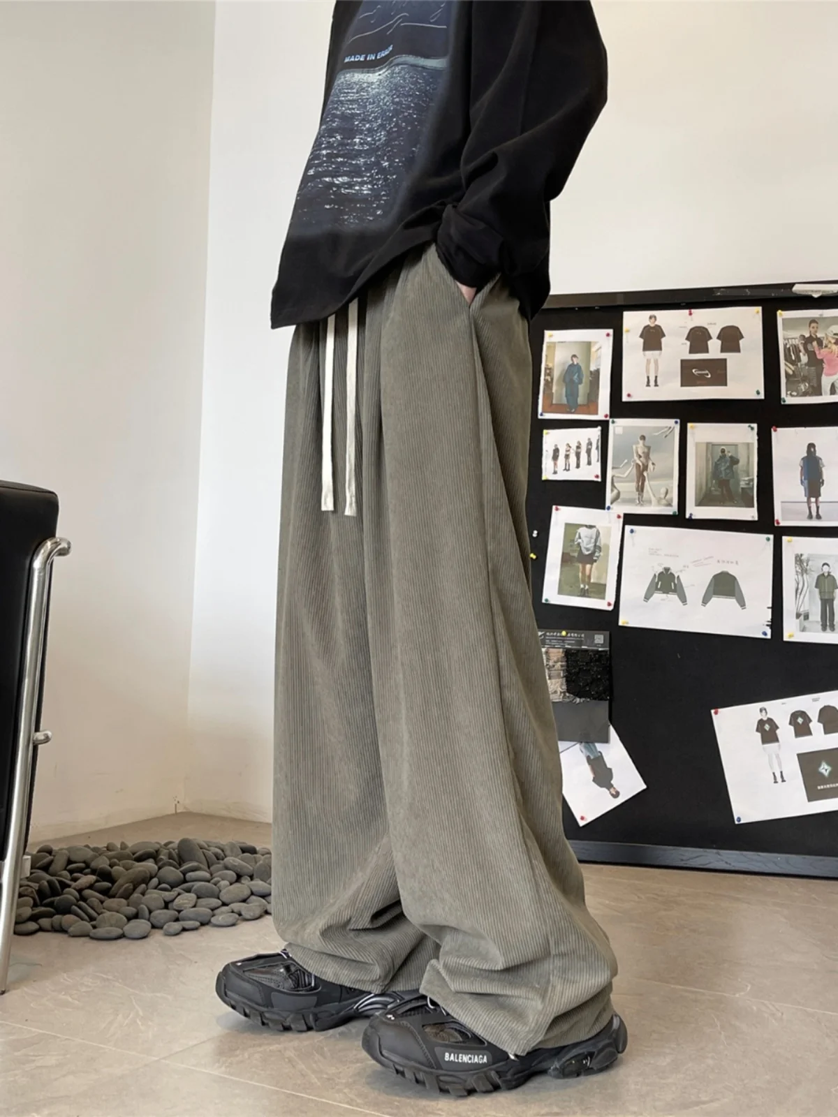 

Corduroy Men's Loose Wide Leg Casual Pants Autumn New Sle American High Street Retro Cool Brand Faionable Straight Leg Lo...