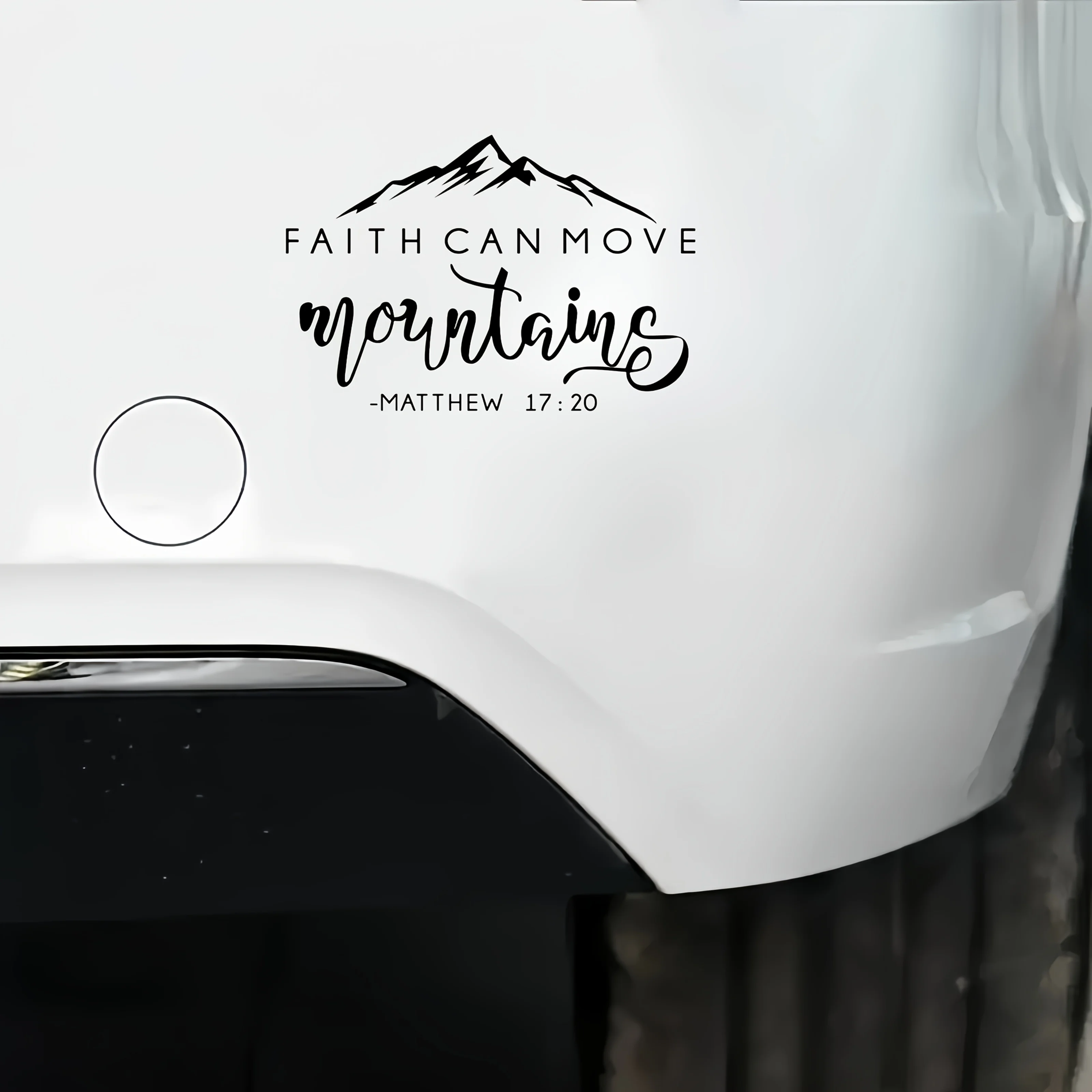 Pegatina de vinilo Faith Can Move Mountains, inspirada en el diseño de Mateo 17:20, adecuada para automóviles, camiones, etc., resistente a los arañazos