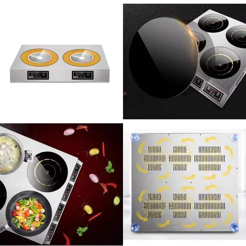 3000W 2 Burner 220V Stainless Steel Factory Direct CE Induction Hob Commercial Cooker Dual Zone Control Digital Touchscreen