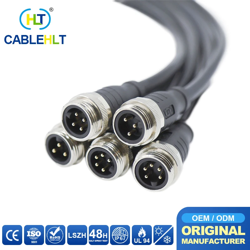 Wholesale Price 7/8 Industrial Power Connectors 3/4/5Pin Straight Head Type with 2M Wire Connector Male/Female Double Head Plug