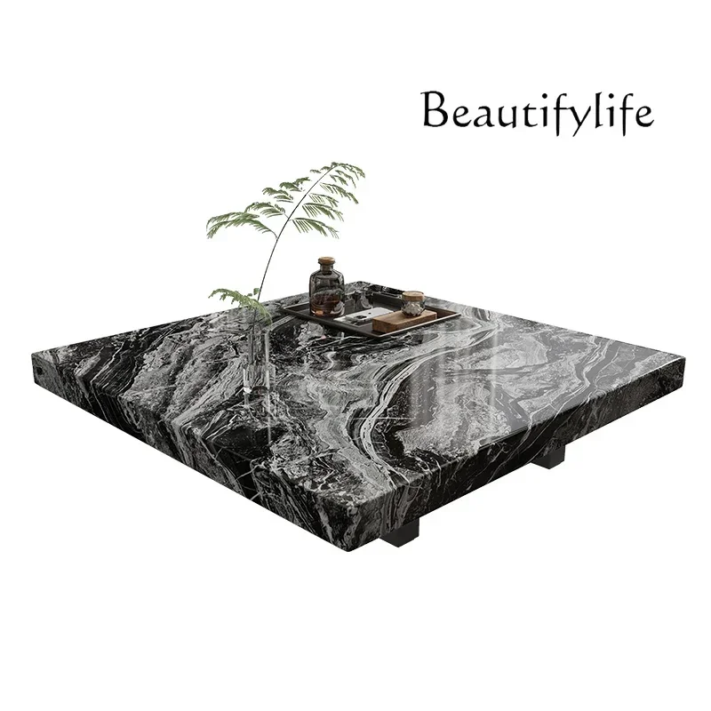 

minimalist supercrystalline stone coffee table, square living room small apartment microcrystalline stone light luxury marblehom