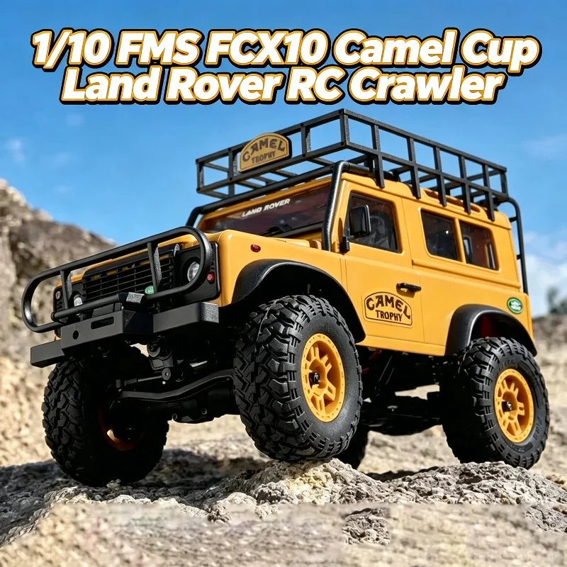 Hot FMS 1/10 FCX10 Remote Control Electric Camel Cup Simulation Land Rover Defender RC Climbing Off-Road Vehicle Model With LED