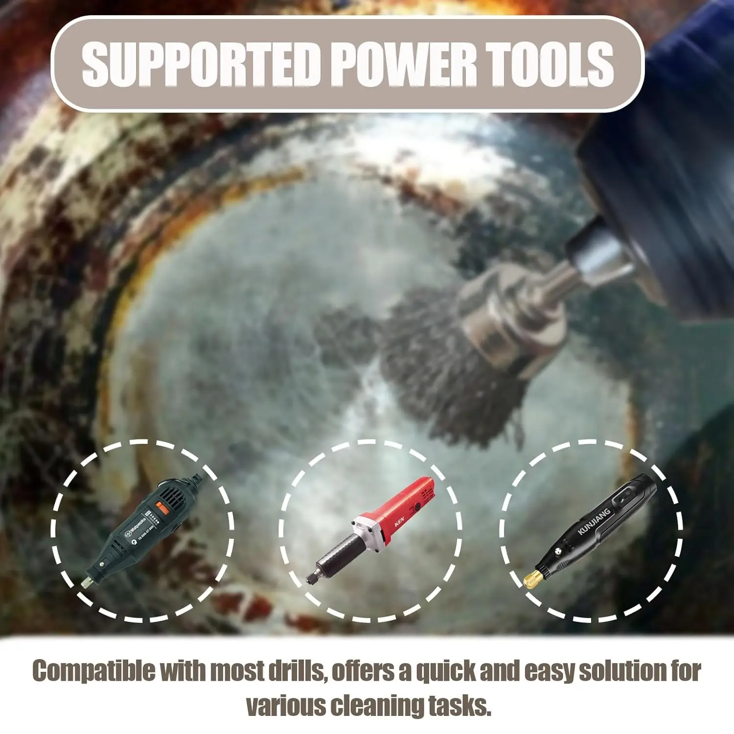 عجلة فرشاة تلميع معدنية للأدوات الدوارة، ساق 3 مم، فرش كأس سلك فولاذي لمطحنة القالب، مجموعة 25 مم، 10 قطع #6