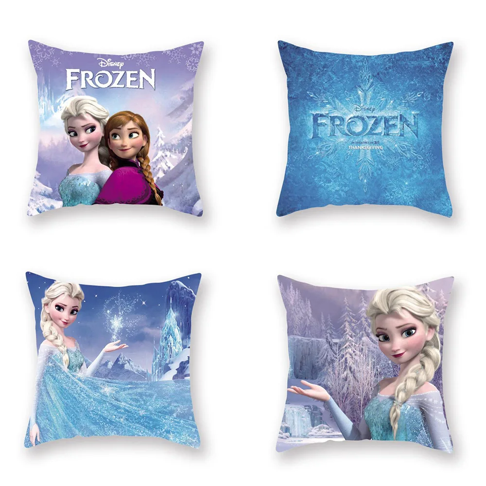 Anime Disney Kraina Lodu Księżniczka Poszewka na poduszkę Figurki Elsa Anna Księżniczka Krótki pluszowy dom Dekoracyjna poszewka na sofę Prezenty