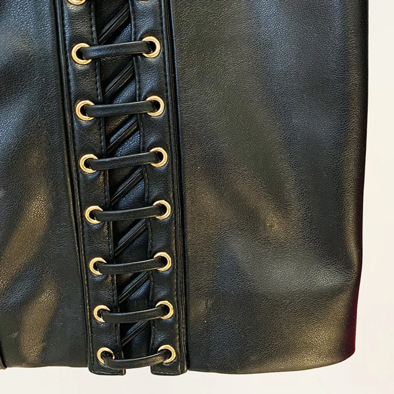 HKSH Primavera Autunno Nuove donne Giacca corta in pelle PU O-Collo Tasche Punk Chic Cappotto Design di nicchia Gonna con cerniera Elegante Ins HK17176