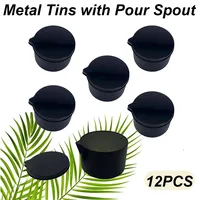 12PCS Silver Black Metal Tins with Pour Spout 1/2/4/6oz Fill Capacity Empty Storage Box Cans Container for DIY Candle Making