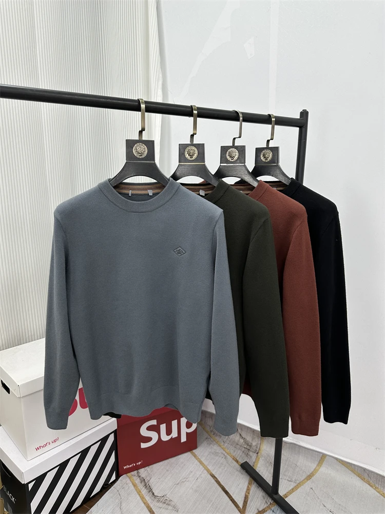 

Warm Modal Wool Blend Knitted Sweater Long Sve Men's T-irt Comfortable Skin-Friendly round Ne Casual Daily Wear