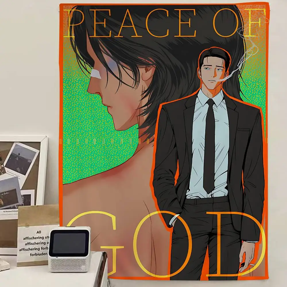 Peace of God bl Anime Tapestry Art Printing Cheap Hippie Wall Hanging Bohemian Wall Tapestries Mandala Art Home Decor