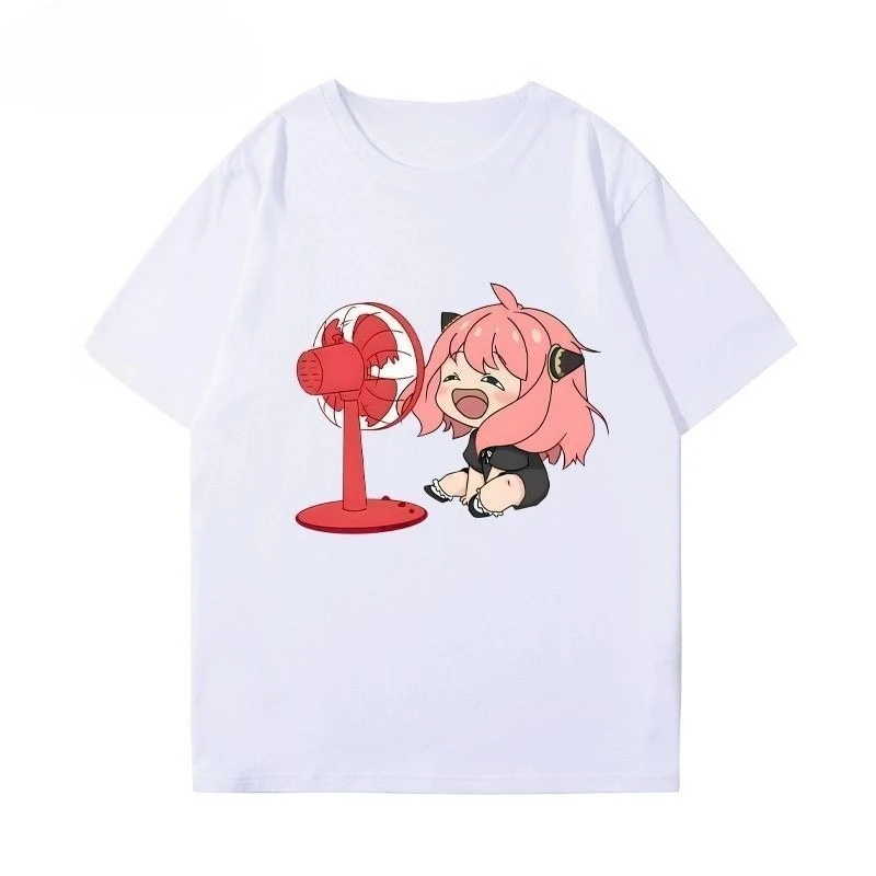 

Aniya's Fan Blowing Spy Playing House Short-sleeved T-shirt for Both Men and Women Is Cute and Versatile, Loose and Pure Cotton