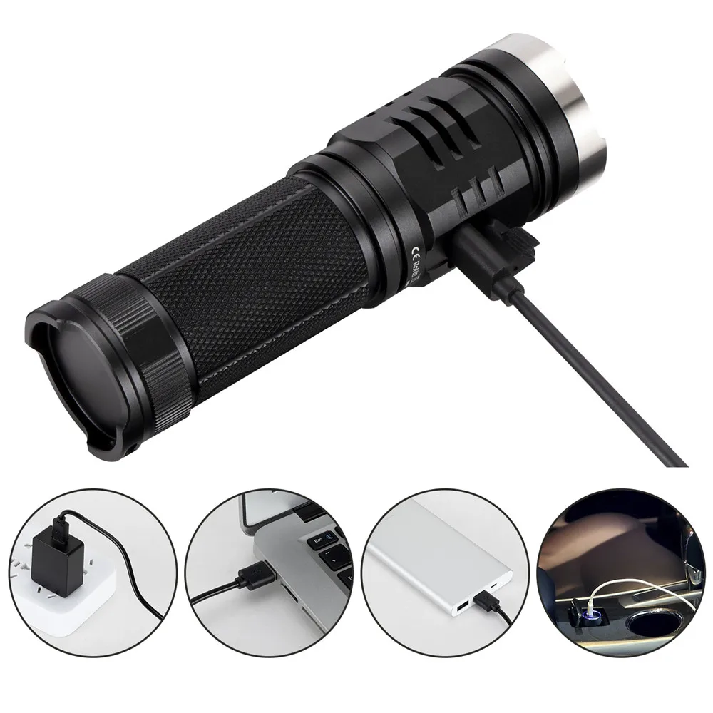 Sofirn SP33V3.0 3500lm Powerful LED Flashlight USB C Rechargeable tactical Torch 26650 Light  XHP50.2 with Power Indicator