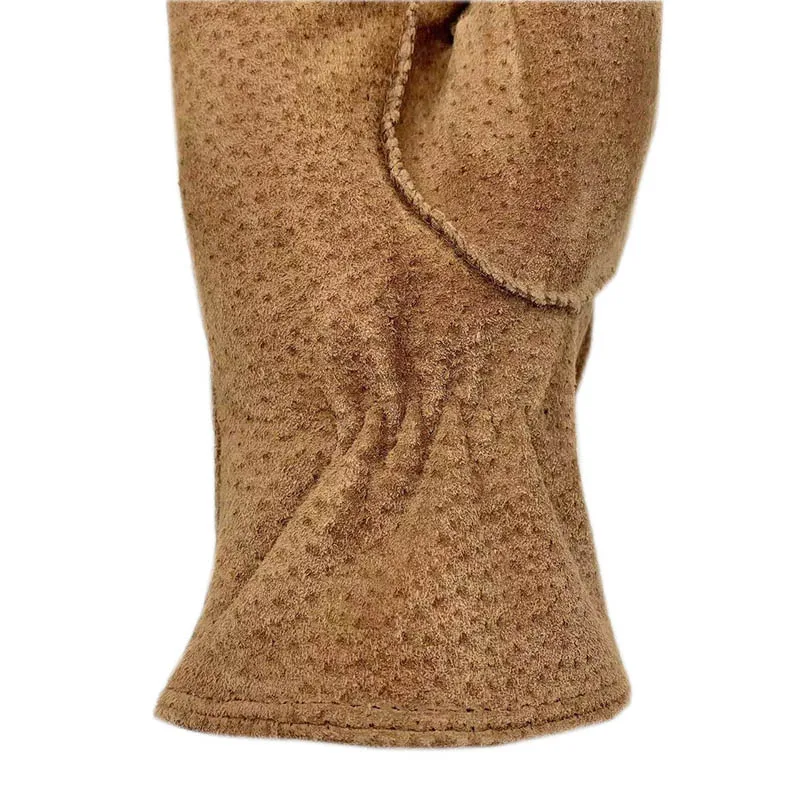 Guantes de invierno de cuero de moda para hombres y mujeres 2024 Nueva Luz de cuero marrón genuino de pelo de coser a máquina Guantes de cuero de las mujeres de invierno cálido de conducción al aire libre Guantes contr