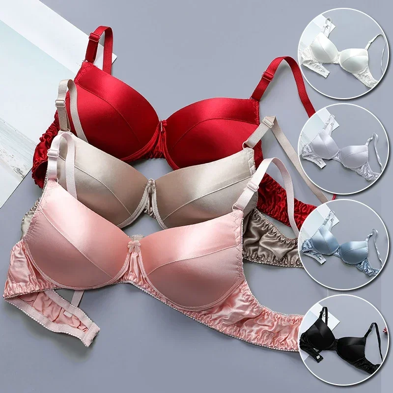 Silk Bra Double-sided Silk Seamless Underwear Women\'s Thin Style Without Steel Ring Breathable Bra