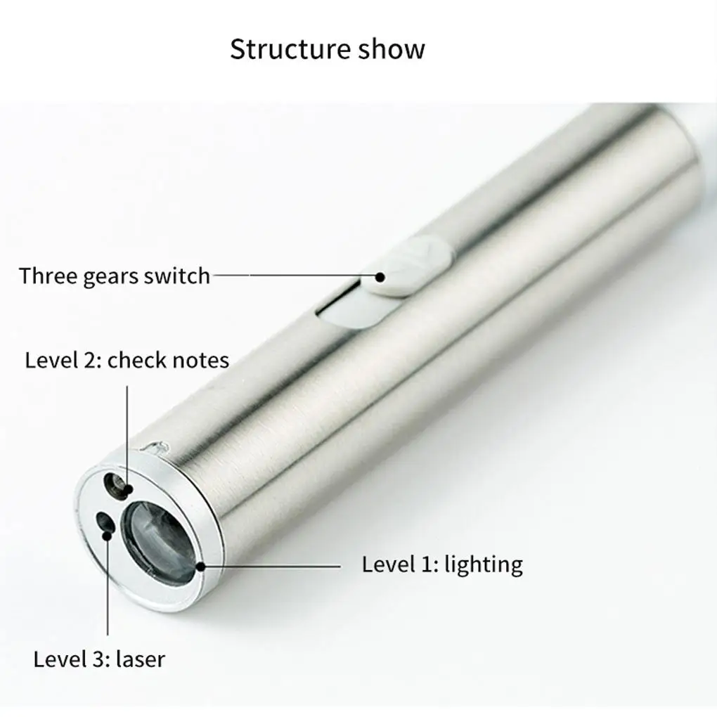 Pointers USB Rechargeable 3-in-1 Flashlight Multifunction Detector Pet