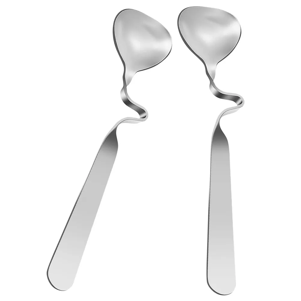 

2pcs Stainless Steel Coffee Spoons Curved Handle For Honey Dessert Yogurt Ice Cream Drink Mixing Kitchen Utensils Practical