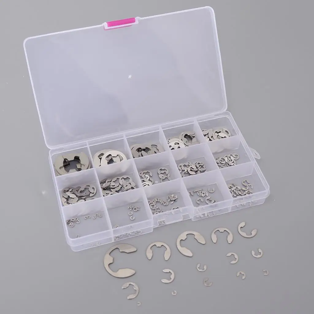 225pcs 304 stainless steel E-circlip Assortment Circlip Kit Snap Ring