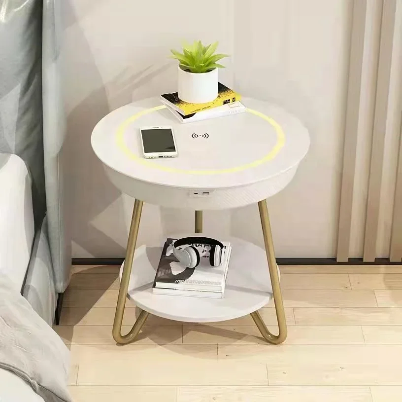 

Modern Portable Round Smart Living Room Furniture with USB Ports and Wireless Charge Bed Side Coffee Table