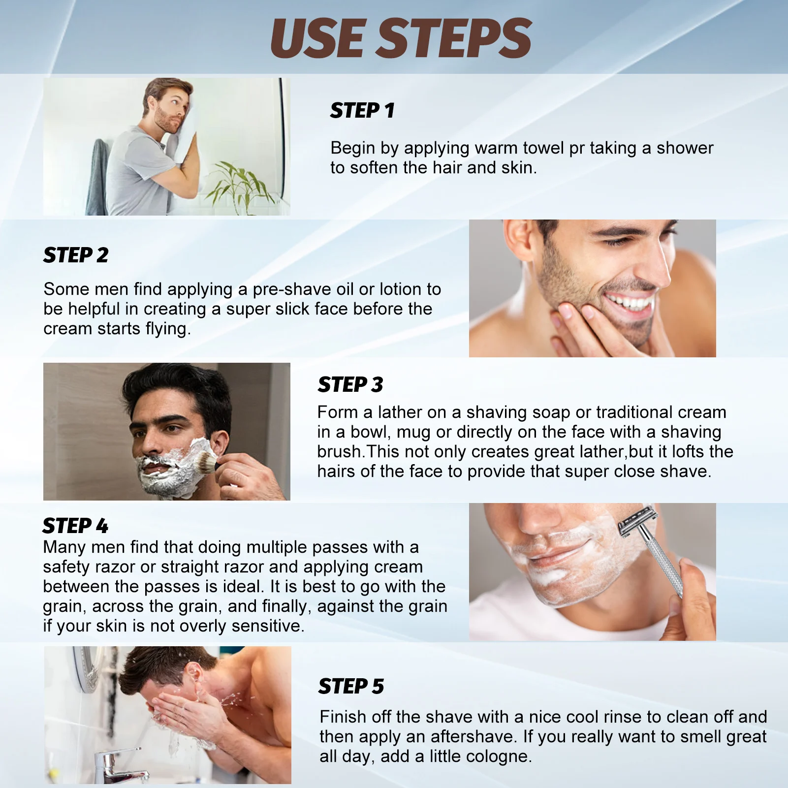 مجموعة حلاقة اللحية 8 في 1 للرجال مع ماكينة حلاقة يدوية وكريم حلاقة وصابون ما قبل الحلاقة وزيت ما بعد الحلاقة ووعاء فرشاة الحلاقة #6