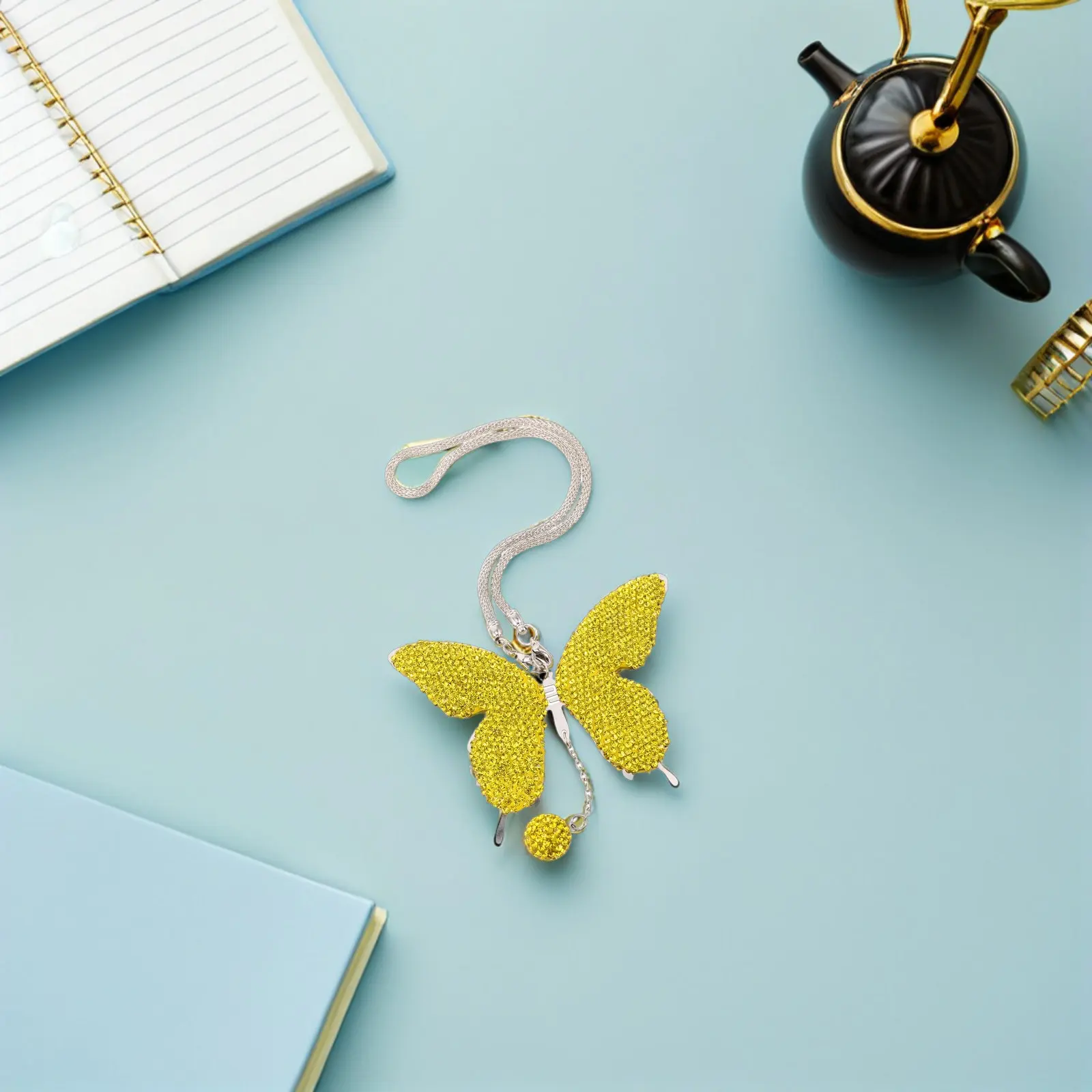 Sparkling Butterfly Dangle Charm for Car Rearview Mirror Decorative Pendant Automotive Interior Styling Gift for Car Enthusiasts