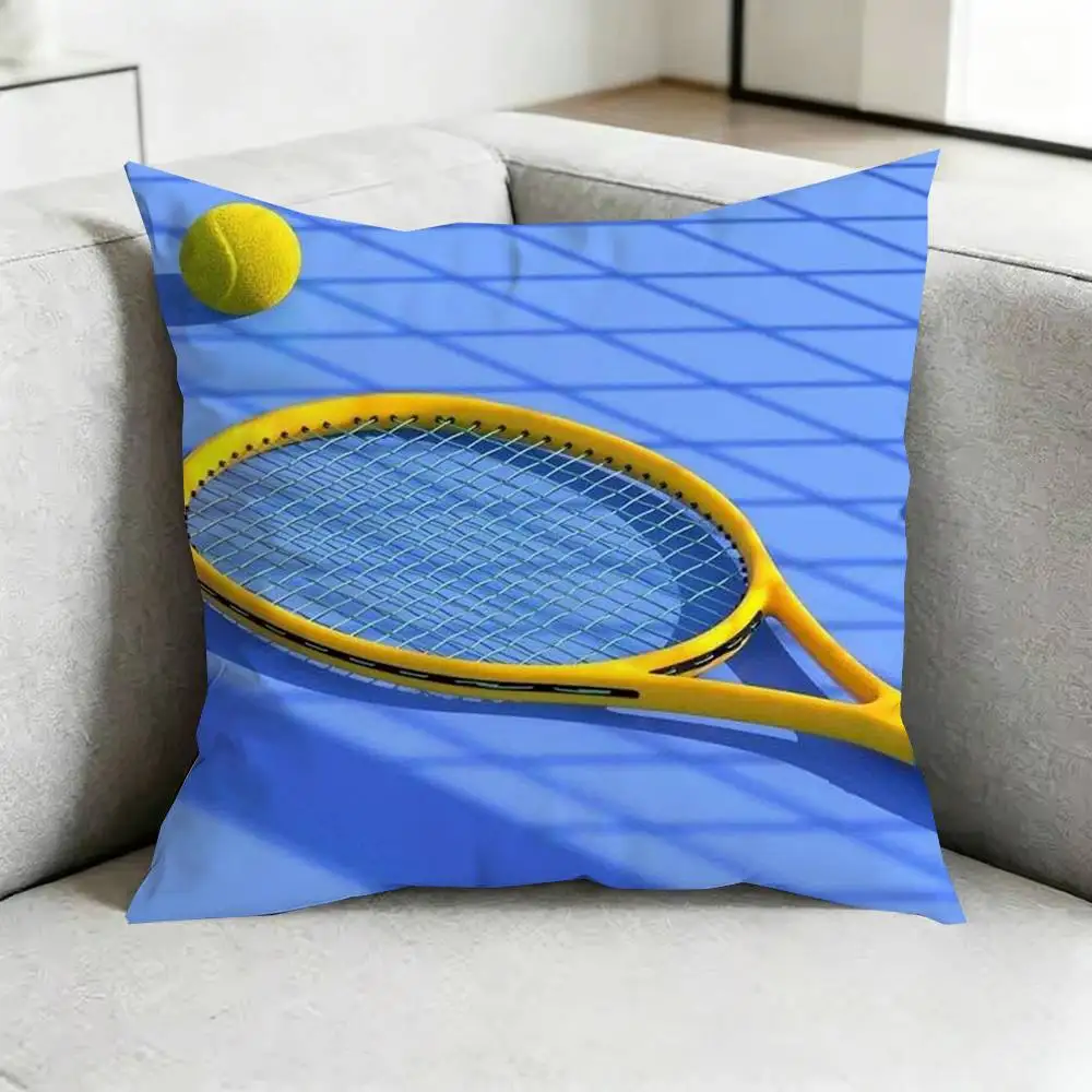 Sport Tennis Racket BALL Square Double-Sided printed Pillow Case Bedroom Bedside Pillow Sofa Cushion Cover Gift