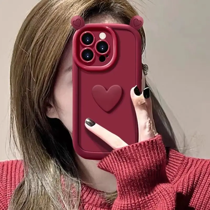 Three-dimensional iPhone15 Love iPhone12 for iphone15 Pro phone case iPhone11 niche iPhone14 tide iPhone13