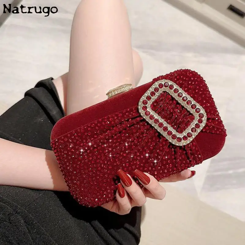 Elegant Sexy Red Women Luxury Special Crystals Beaded Evening Clutch Bags Bride Wedding Party Handbag Beaded 2024 New