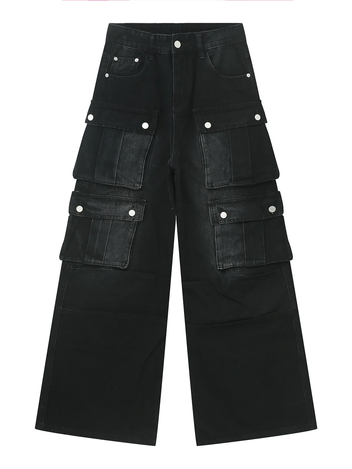 New Autumnal Vintage Multi-ket Design Workwear Wide-Leg Jeans for Men Visual Subculture Faion Small  Jeans