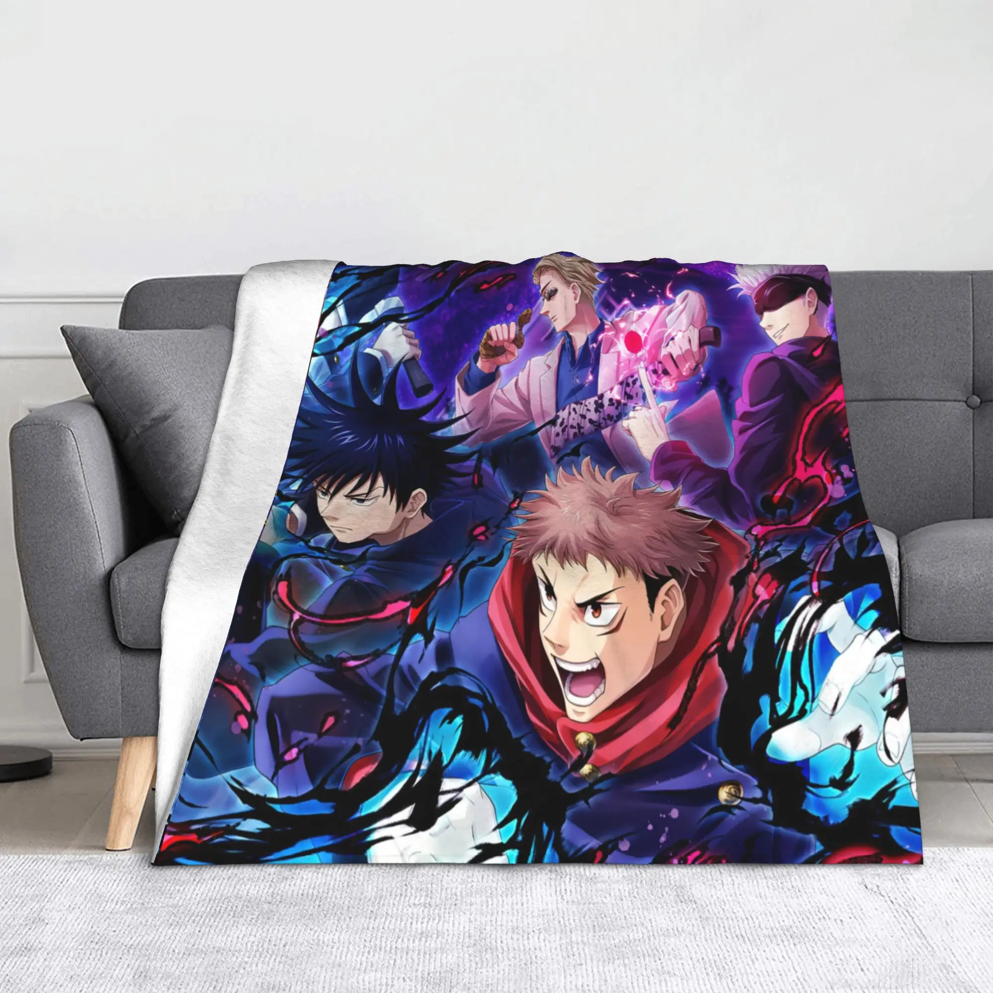 

Jujutsu Kaisen Blankets Flannel Air Conditioning Satoru Yuuji Nobara Megumi Sukuna Throw Blanket for Sofa Bedroom Bedspreads