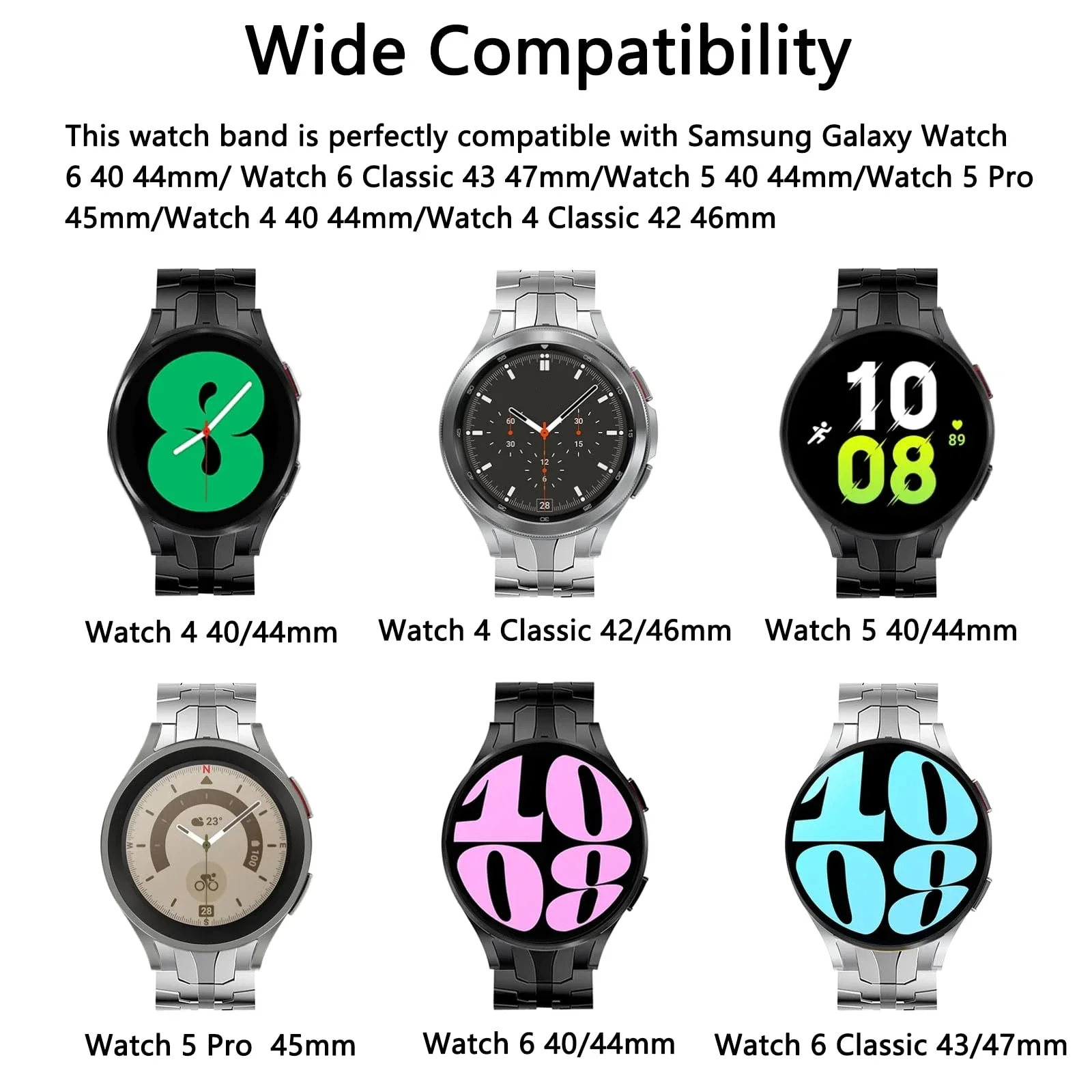 Stainless Steel Strap for Samsung Galaxy Watch 7 6 5 4 40mm 44mm 6 Classic 43mm 47mm No Gaps Metal Band 5Pro 45mm Quick Bracelet image 6