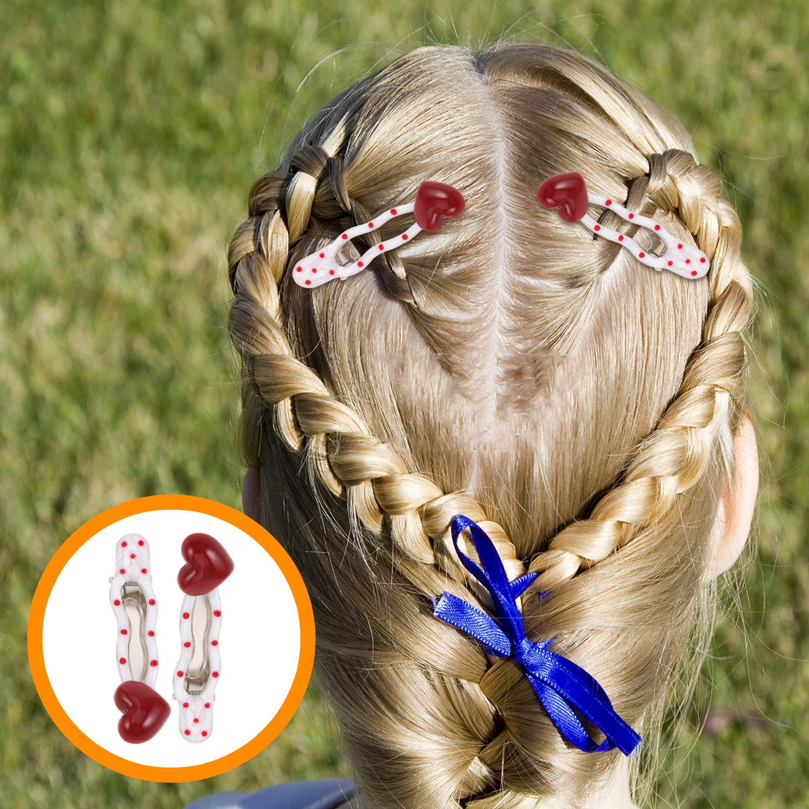 

2pcs Heart Dot Pattern Hair Clips Stylish Korean Design Cute Side Hairpin For Women Valentine'S Day Snap Clips Decorative Metal