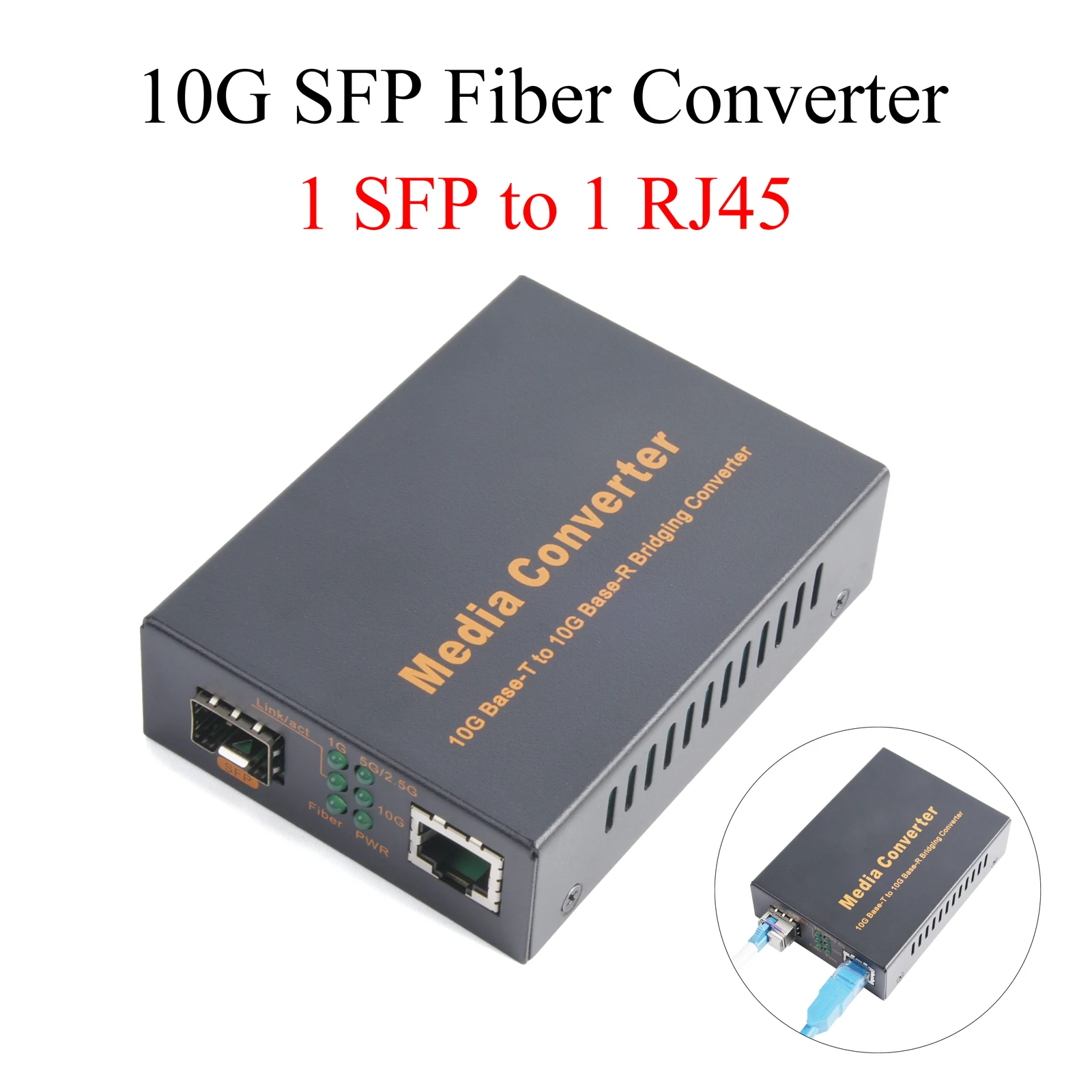 1*10G SFP Media Converter 1 SFP to 1 RJ45 Transceiver 10Gbps Fiber Optic Switch With 10KM/20KM/40KM LC SFP Module