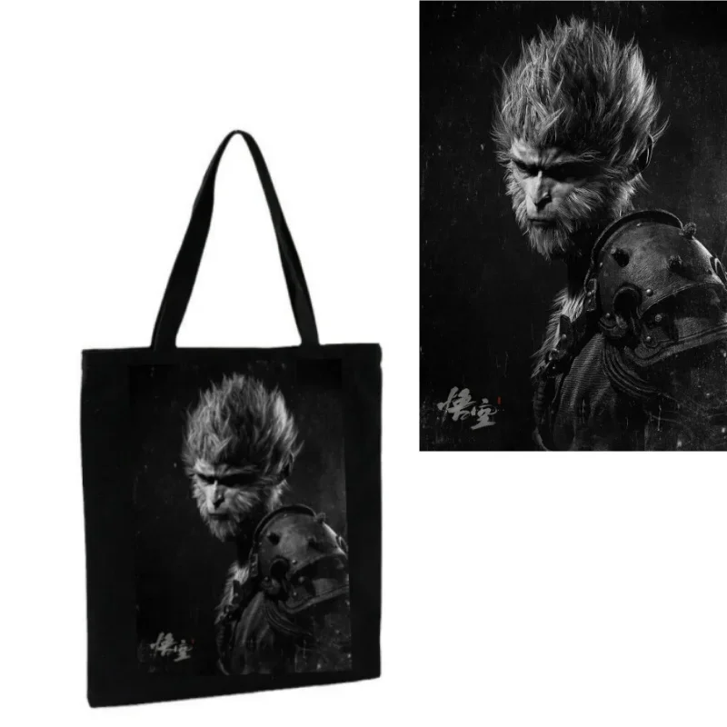 

Black Myth Wukong Game Canvas Bag Portable Backpack Shopping Tutorial Class One-shoulder Student Schoolbag Teenager Monkey King